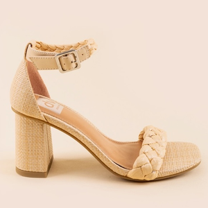 DV by Dolce Vita‎ Hassa Heels Natural Tan Braided Rattan Raffia Block Heel